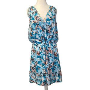 Rebecca Taylor Poolside Aloha Silk Drawstring Waist Fully Lined Blue Dress 10‎